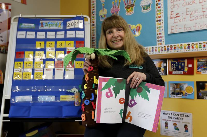 Tammy Nobbe in her classroom on Tuesday, April 22, 2025, at the Cary Park District Preschool. Nobbe also teaches Sunday School at Bethany Lutheran Church in Crystal Lake.