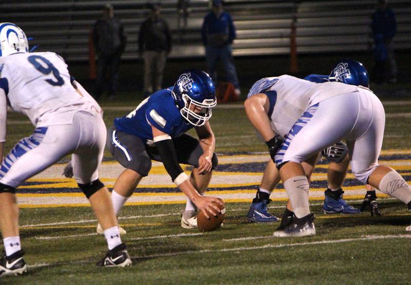 Newman’s Christopher Accardi sets up the snap during a home game against Princeton on Friday, Sept. 8, 2023.
