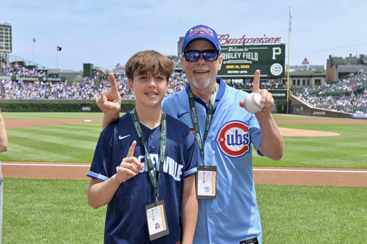 Richmond resident and prostate cancer survivor Clark Atwater with his grandson Grayson Garringer at the Chicago Cubs game on June 15, 2025.