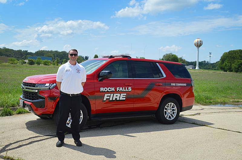 Rock Falls Deputy Fire Chief Kyle Sommers stands next to the 5-acre lot on Beltway Drive where the Rock Falls and Sterling fire departments hope to build a joint training facility.