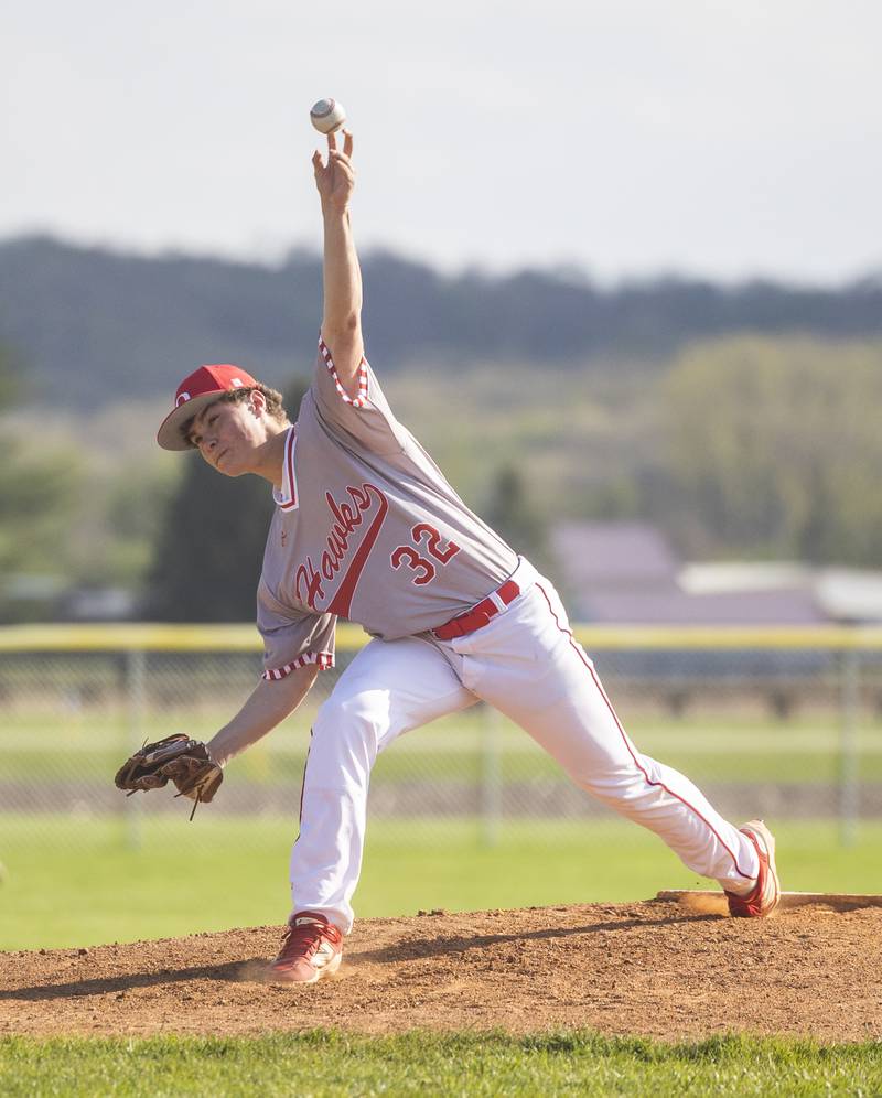 Oregon’s Nick Ciesiel fires a pitch against Dixon Thursday, April 23, 2026.
