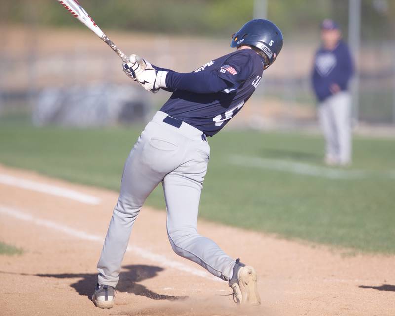 Cary Grove's Cooper Motz sonnets for a hit to break up no hitter by Hampshire on Wednesday, April24,2024 in Hampshire.