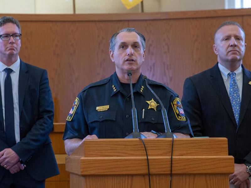 Crystal Lake Chief of Police James Black announces at a news conference on Wednesday, April 24, 2019 at Crystal Lake City Hall that the body of a child believed to be Andrew “AJ” Freund was found in nearby Woodstock. A.J. Freund’s parents, Andrew Freund Sr. and JoAnn Cunningham, are in custody and have been charged with the boy’s murder.