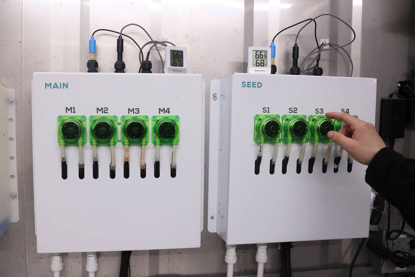 Second City Greens uses a complex system monitor and maintain the produce growing inside two shipping containers on Wednesday, Jan 29, 2025 in Lockport