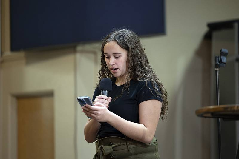 Aaliyah Lewis reads a poem titled “Love Each Other” Sunday, Jan. 19, 2025, during the Dr. Martin Luther King Jr. Peace and Justice Celebration.