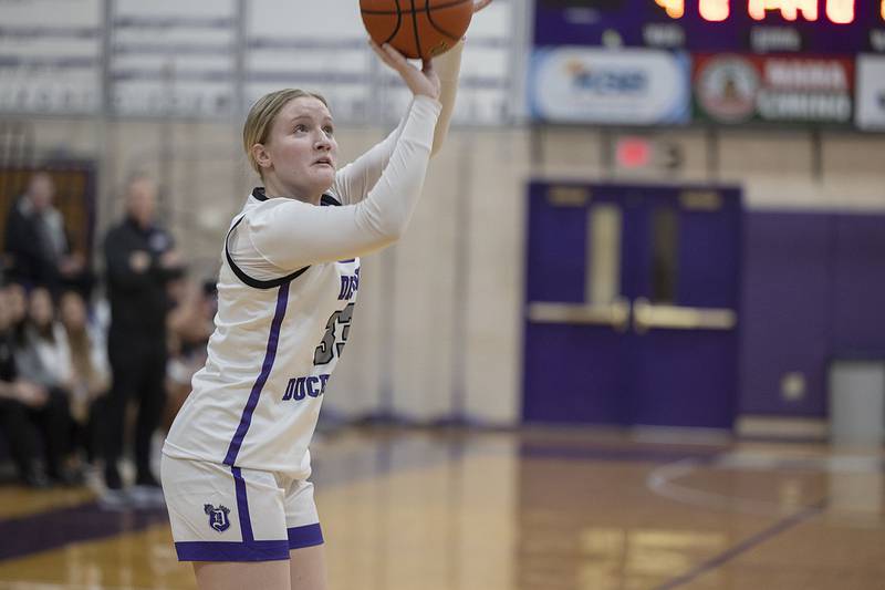 Dixon’s Jessie Pitman puts up a shot Monday, Jan. 9, 2023 against Winnebago.