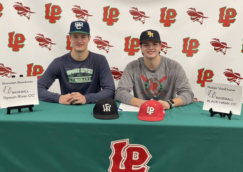 La Salle-Peru seniors Brendan Boudreau (left) and Nolan Van Duzer recently signed to continue their baseball careers in college. Boudreau will play at Spoon River College and Van Duzer will play at Blackhawk College.
