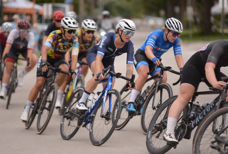 Pro women racers compete in the Cycle Brookfield Criterium on Wednesday, July 24, 2024.