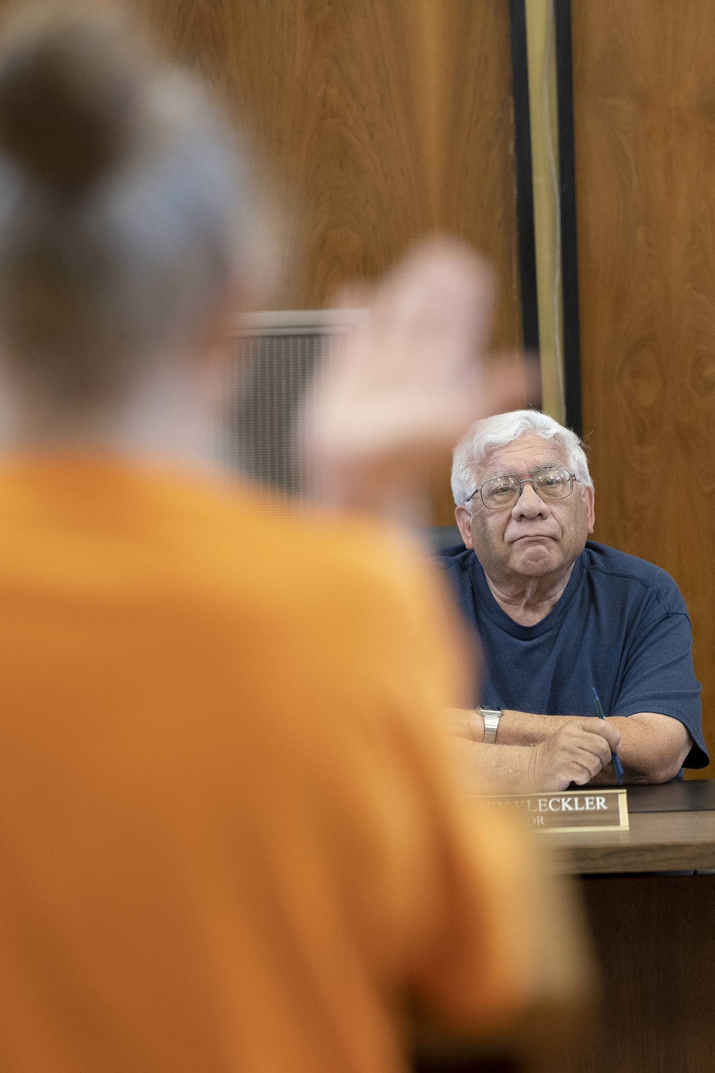 Rock Falls mayor Rod Kleckler leads the city council meeting Tuesday, July 15, 2025.