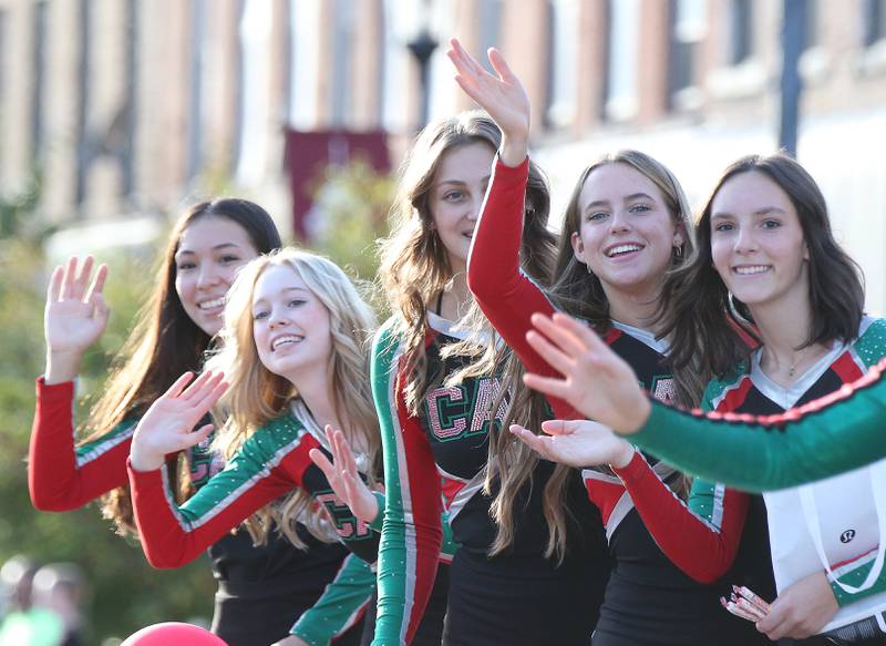 L-P cheerleaders ride in the Homecoming parade on Thursday, Oct. 5, 2023 downtown La Salle.