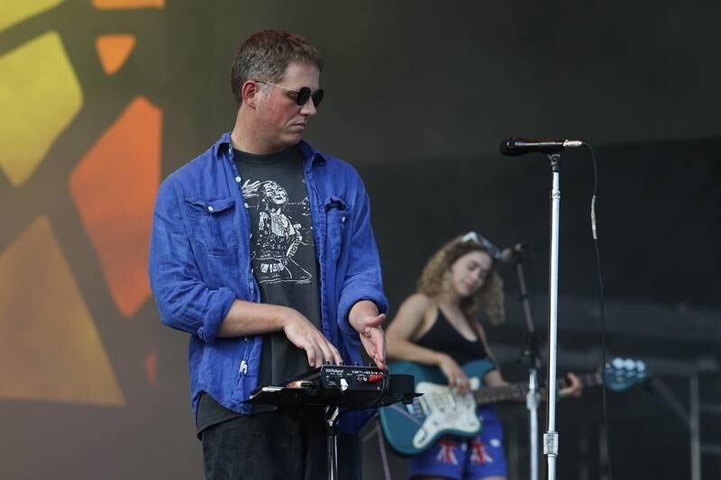 Brad Petering of TV Girl performs at Lollapalooza on Saturday, Aug. 3, 2024 in Chicago.