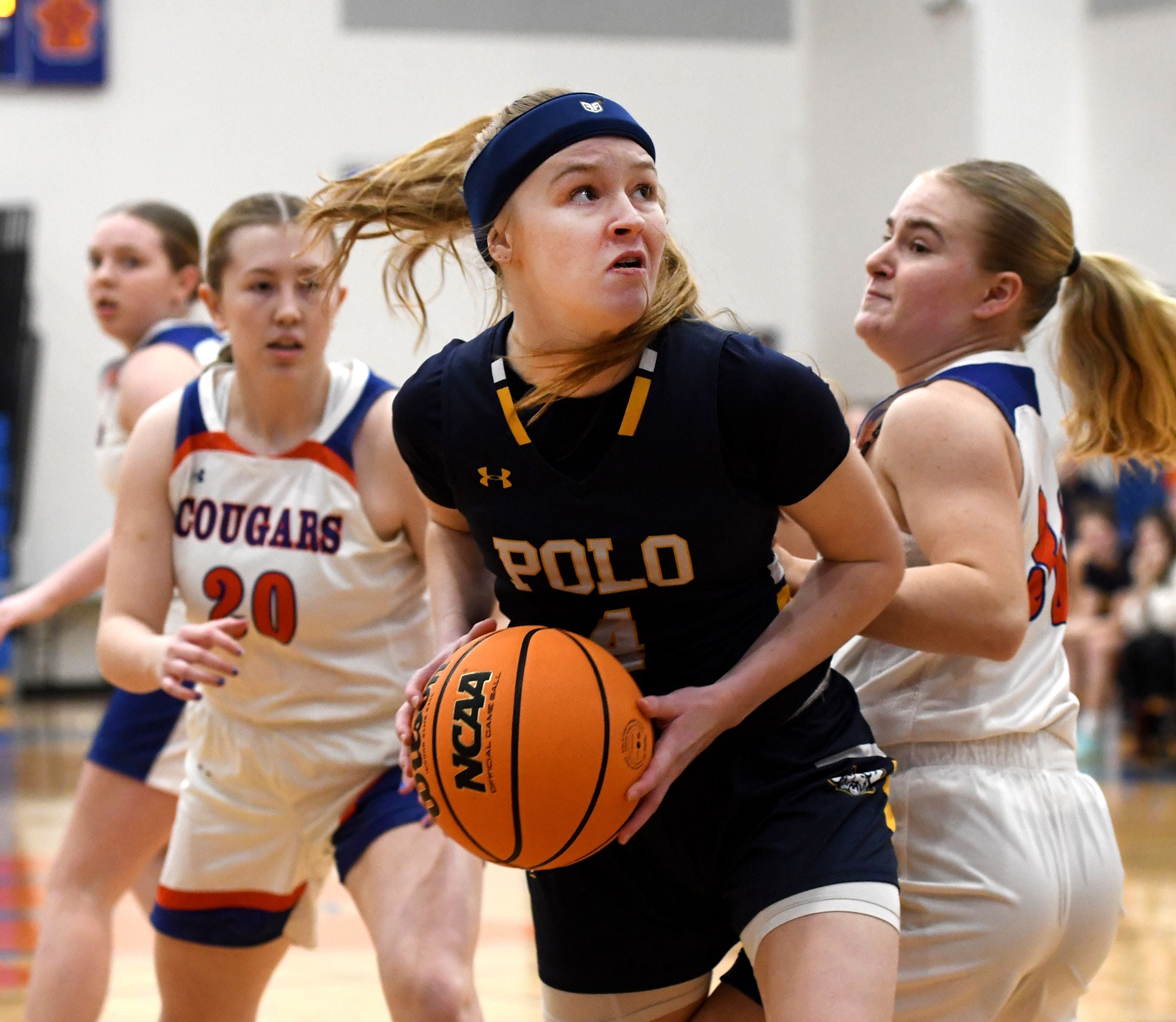 Polo's Camrynn Jones looks to the basket during a game with Eastland on Tuesday, Feb. 10, 2026 at Eastland High School in Lanark.