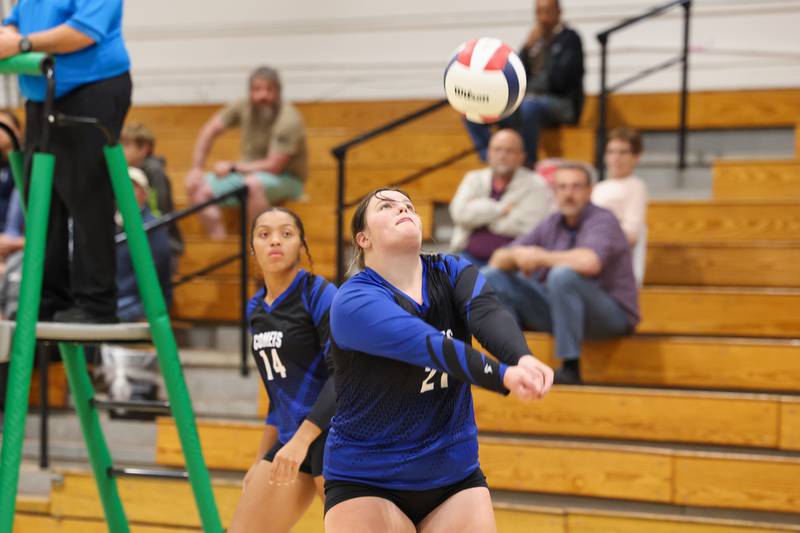 Clifton Central's Gemma Sifrit volleys a pass during the Comets' loss in two sets, 25-20, 25-16, to Grace Christian in the IHSA Class 1A Dwight Regional quarterfinals on Monday, Oct. 27, 2025.