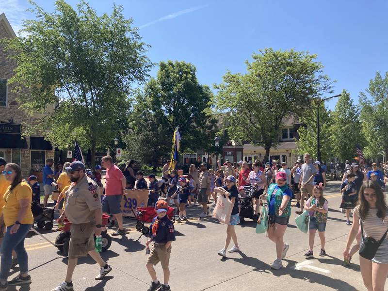 Local Scout troops march in Geneva's Memorial Day parade on May 29,2023.