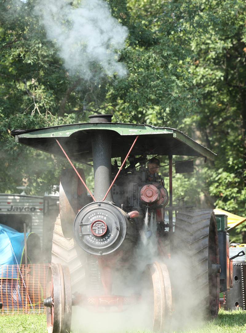 A steam-powered tractor gets ready to roll during the Sycamore Steam Show Thursday, Aug. 10, 2023, at Taylor Marshall Farm in Sycamore. The show runs from 7 a.m. to 5 p.m. through Sunday.