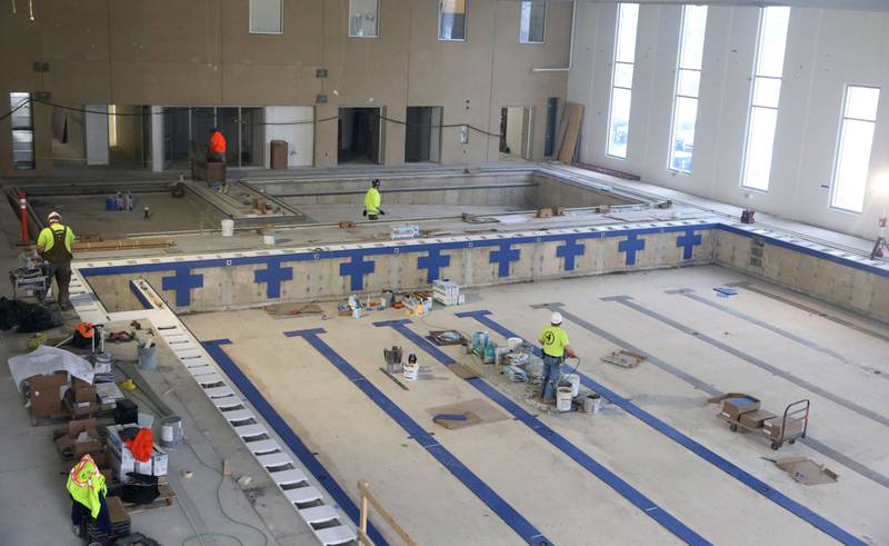 A view of the new swimming pool in the new YMCA building on Wednesday Jan. 24, 2024 in Ottawa.