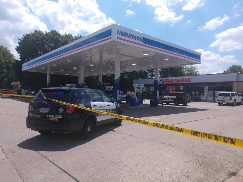 DeKalb police responded to a shooting at the Fasmart on the 900 block of South Fourth Street about 2 p.m. Saturday.