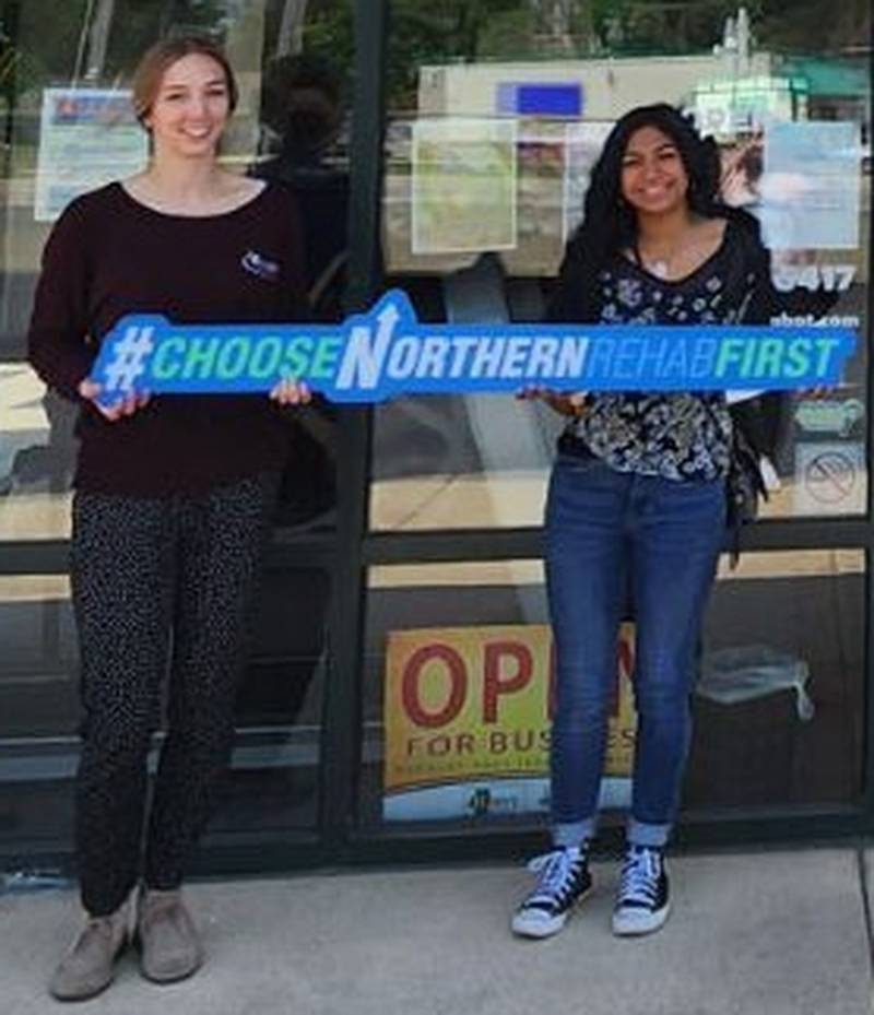 (Left to right); Northern Rehab physical therapist Lauren Pinnow and Maya Garcia