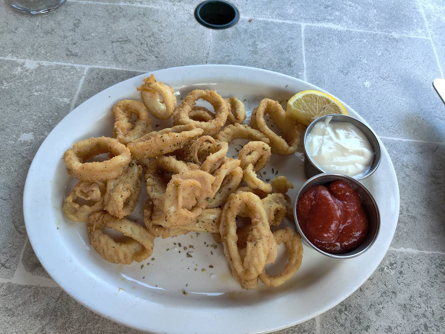 The fried calamari appetizer at Riganato Old World Grille in Geneva.