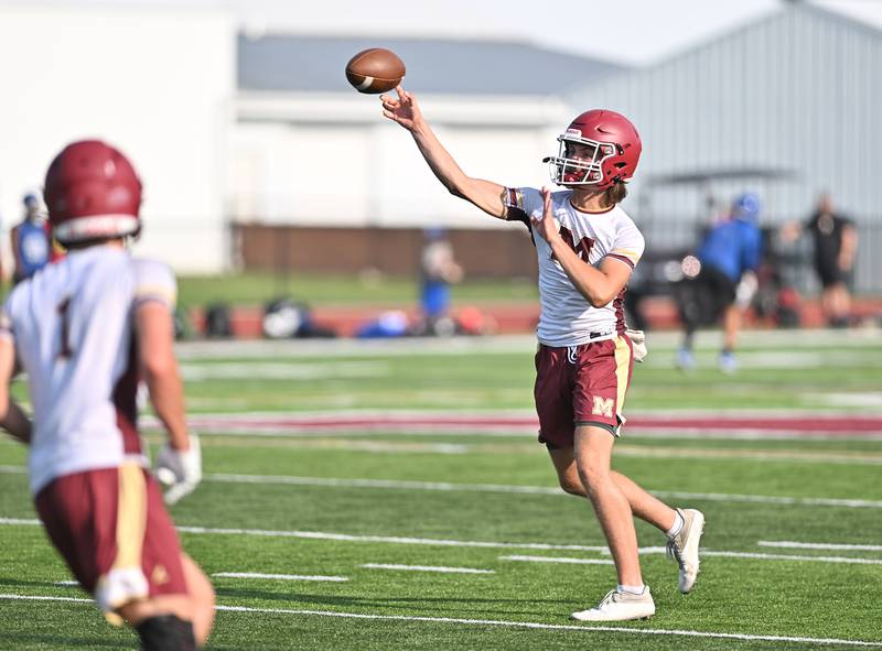 Morris' Carter Button throws a pass during the 7-on-7 scrimmage this past offseason.