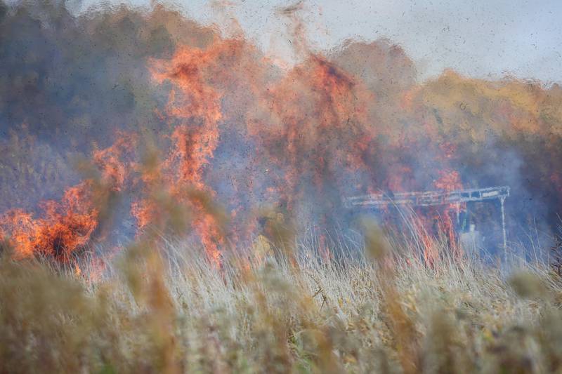 An brush fire in Marengo covered around 20 acres of land, but damaged no structures on Sunday, Oct. 23, 2022.