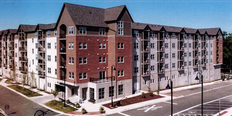 The exterior of the proposed North Building at The Reserve at Hudson Crossing in downtown Oswego will be similar to the existing South Building, above.