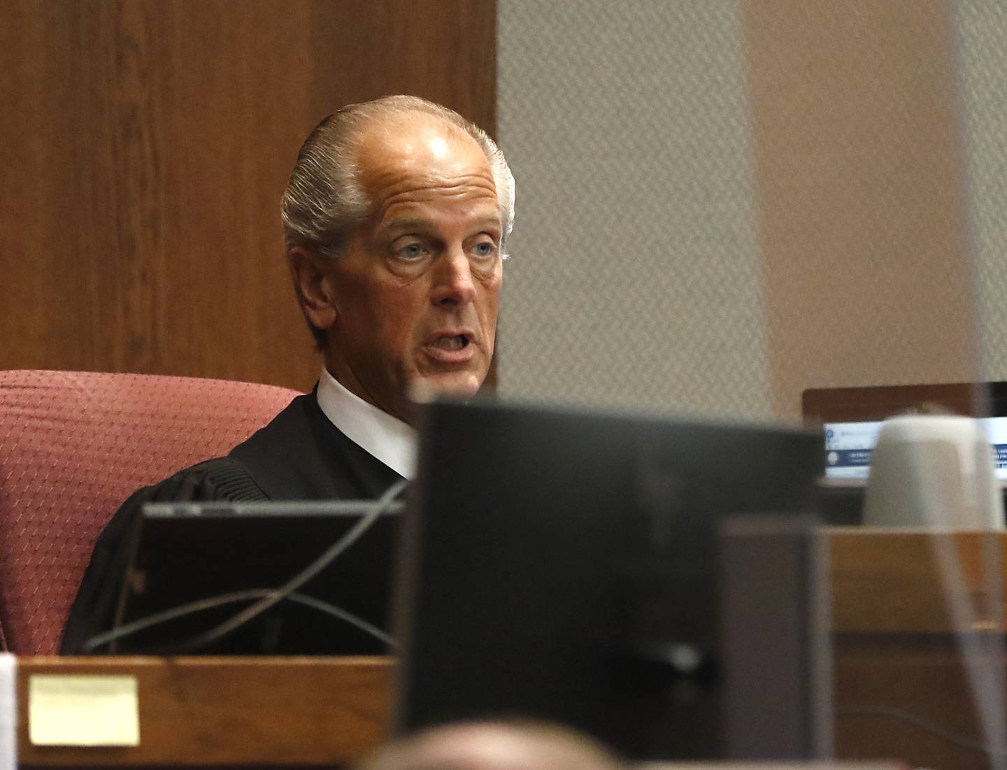 McHenry County Judge Michael Coppedge delivers his sentence to William Bishop during Bishop’s sentencing hearing on Thursday, Jan. 26, 2023, in the McHenry County courthouse in Woodstock.