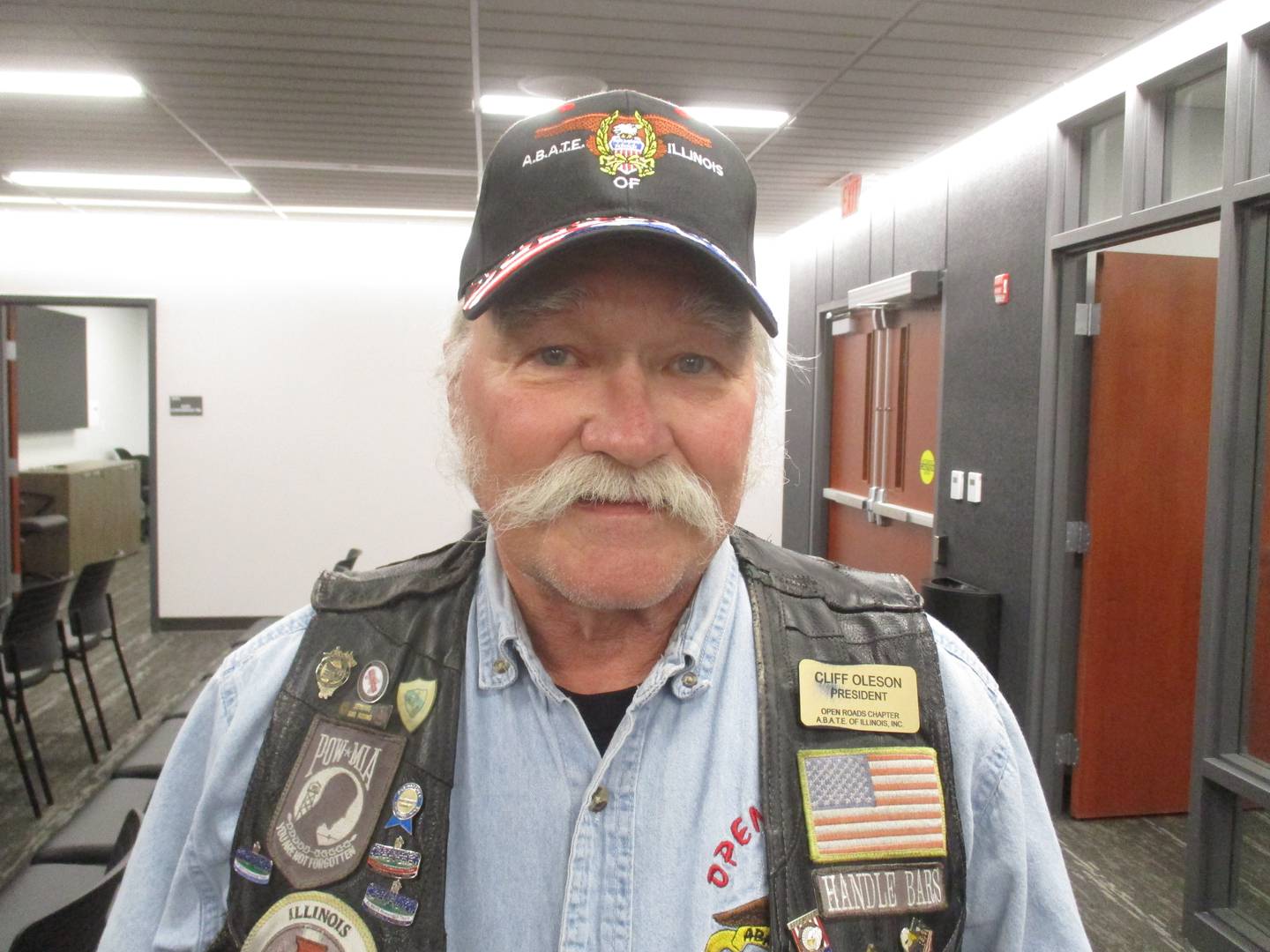 Cliff Oleson of Plano is president of the Open Roads Chapter of ABATE, the motorcycle advocacy group. He brought his campaign for motorcycle safety to the Yorkville City Council on May 9, 2023.
