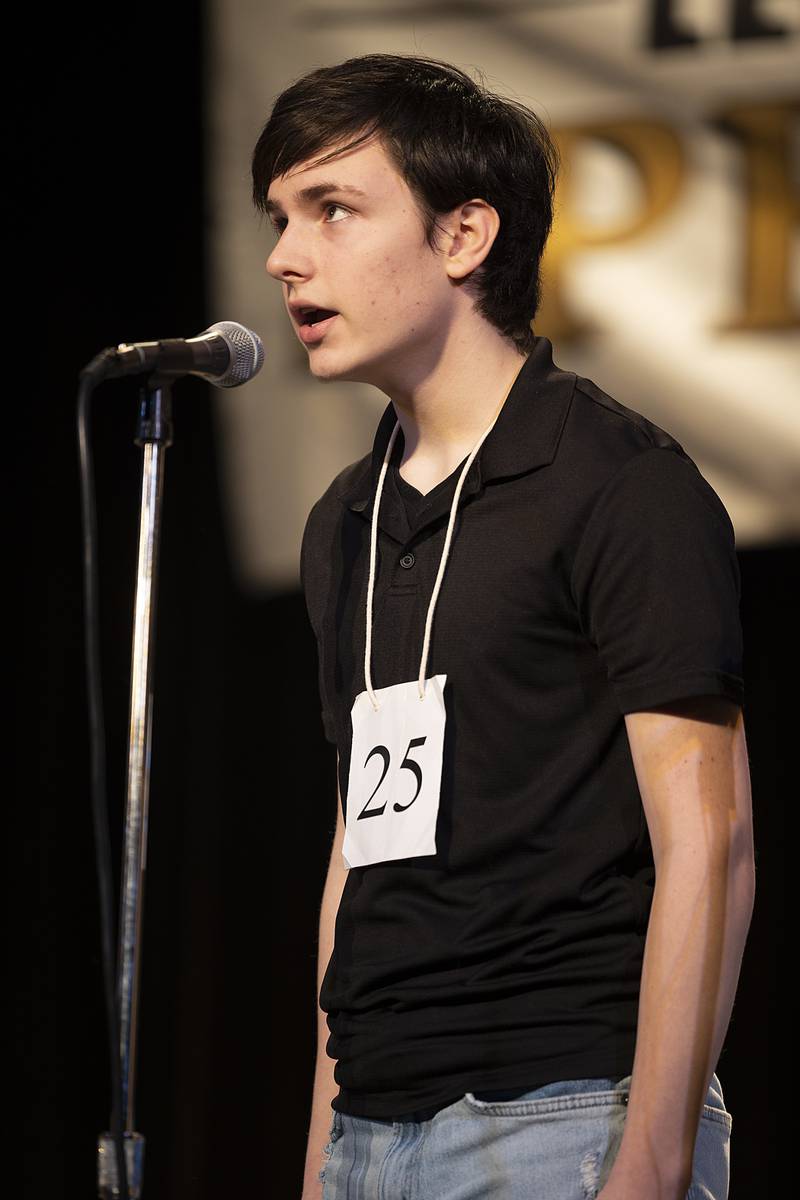 Max North of Morrison Junior High went out on the word "sashay"  in round six Thursday, Feb. 20, 2025, at the Lee, Ogle, Whiteside County Regional Spelling Bee