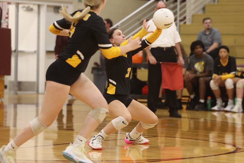 Joliet West’s Isabella Nelson digs out a shot against Sandburg in the in the Class 4A Lockport Sectional title match on Wednesday.