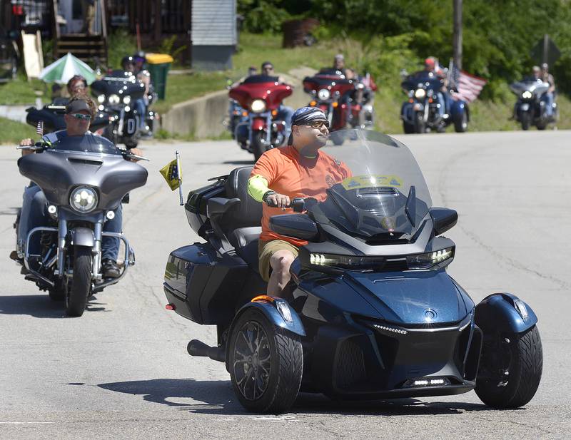 Thousands of motorcycles wind their way down Rutland St in Marseilles as they enter downtown Saturday during the Annual Illinois Motorcycle Freedom Run.