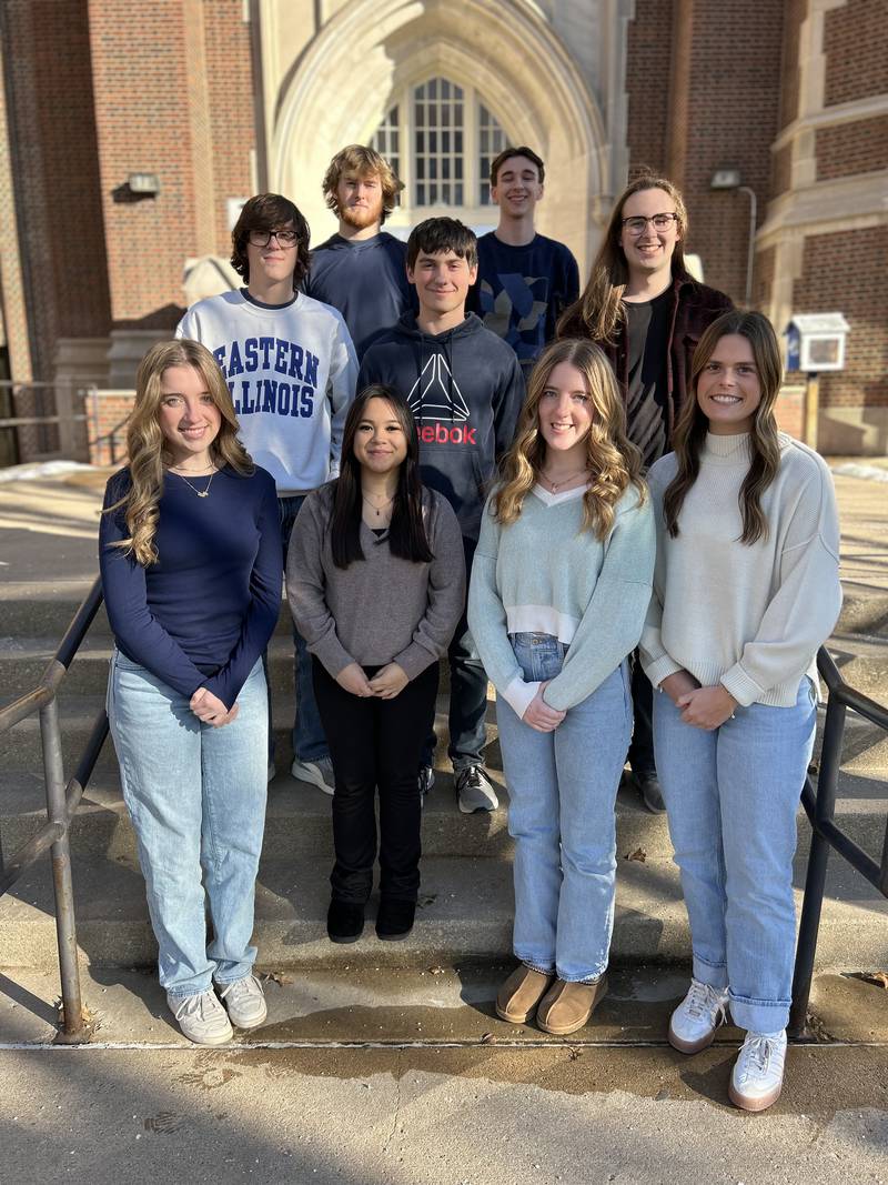 Nine Princeton High School seniors were honored as Illinois State Scholars. They are (front, from left) Grace Eggers, Arianne Tirao, Kamryn Patterson and Ellie Harp; (second row) Nolan Anderson, Timothy Lewis and Gavin Pinter; (third row) Ian Morris and Maximus Wilborn.