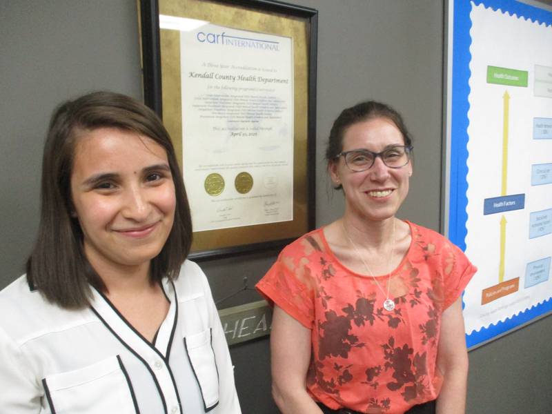 Jetze Rojas, left, and Lisa Holch of the Kendall County Health Department provide mental health services to county residents. They are seen here on May 23, 2023 at the department's offices.