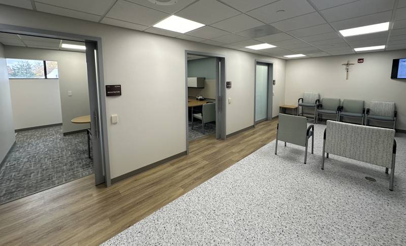 A view inside one of the registration rooms inside the OSF outpatient entrance on Thursday, Oct. 31, 2024 at OSF St. Elizabeth in Peru.