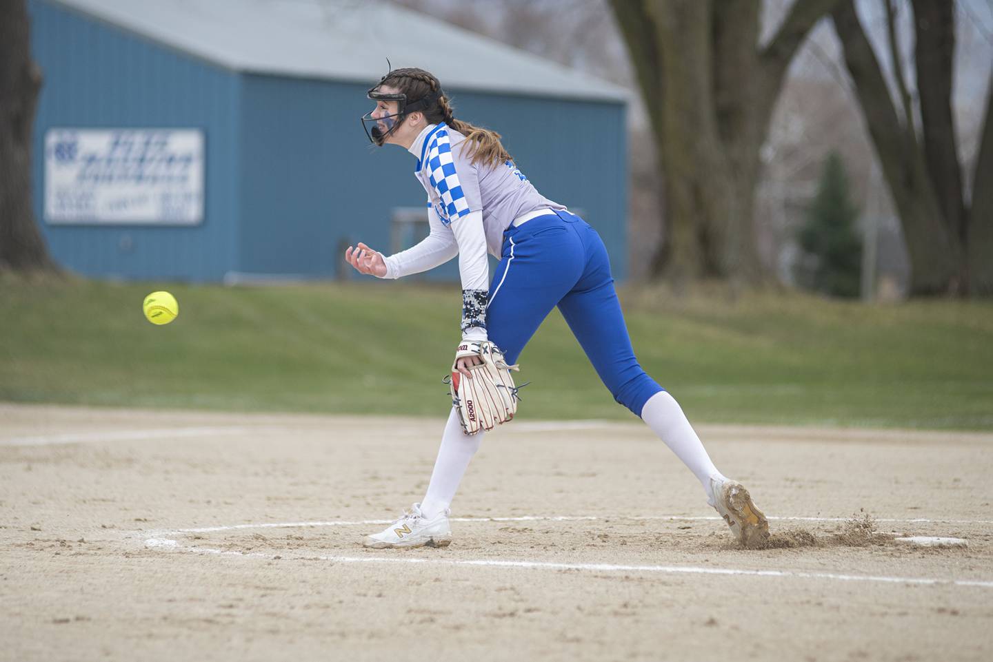 Newman's Addy Waldschmidt sends a pitch Wednesday, April 6, 2022 against Bureau Valley.