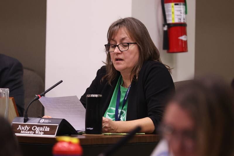 Judy Ogalla at the Will County board meeting at the Will County Office Building. Thursday, Mar. 17, 2022, in Joliet.