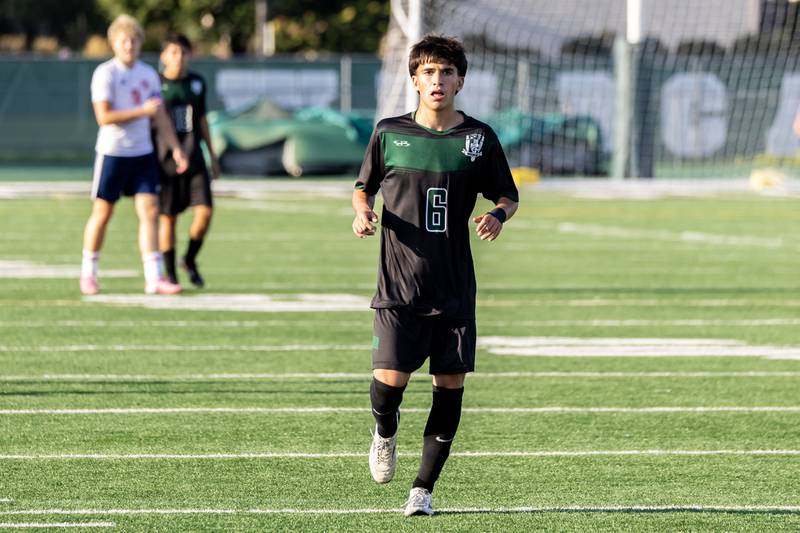 Plainfield Central’s Finn Lambert looks downfield during a home game against South Elgin on Aug. 28, 2025.