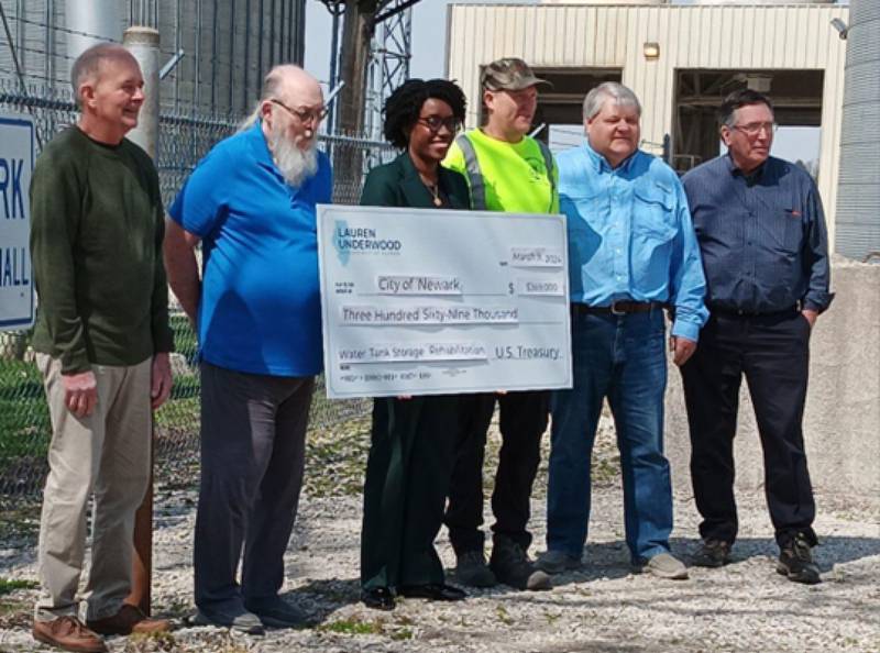 U.S. Rep. Lauren Underwood, D-Naperville, visited Newark’s Village Hall recently to announce a $369,000 federal grant. The funds are for the rehab and painting of the water tank at the north side pump/water facility.