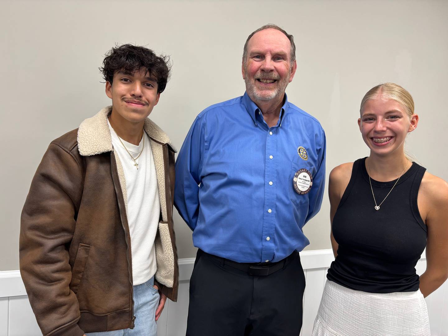 Rock Falls High School staff members selected Ian Finney (left) as the September Rotary Student of the Month and  Kat Scott (right) as October Rotary Student of the Month based on the character traits of Rotarians who live their lives based on The Four Way Test: Is it the truth? Is it fair to all concerned?  Will it build goodwill and better friendships? Is it beneficial to all concerned? Bob Sondgeroth (center) is Rock Falls Rotary Student of the Month Committee chairman.