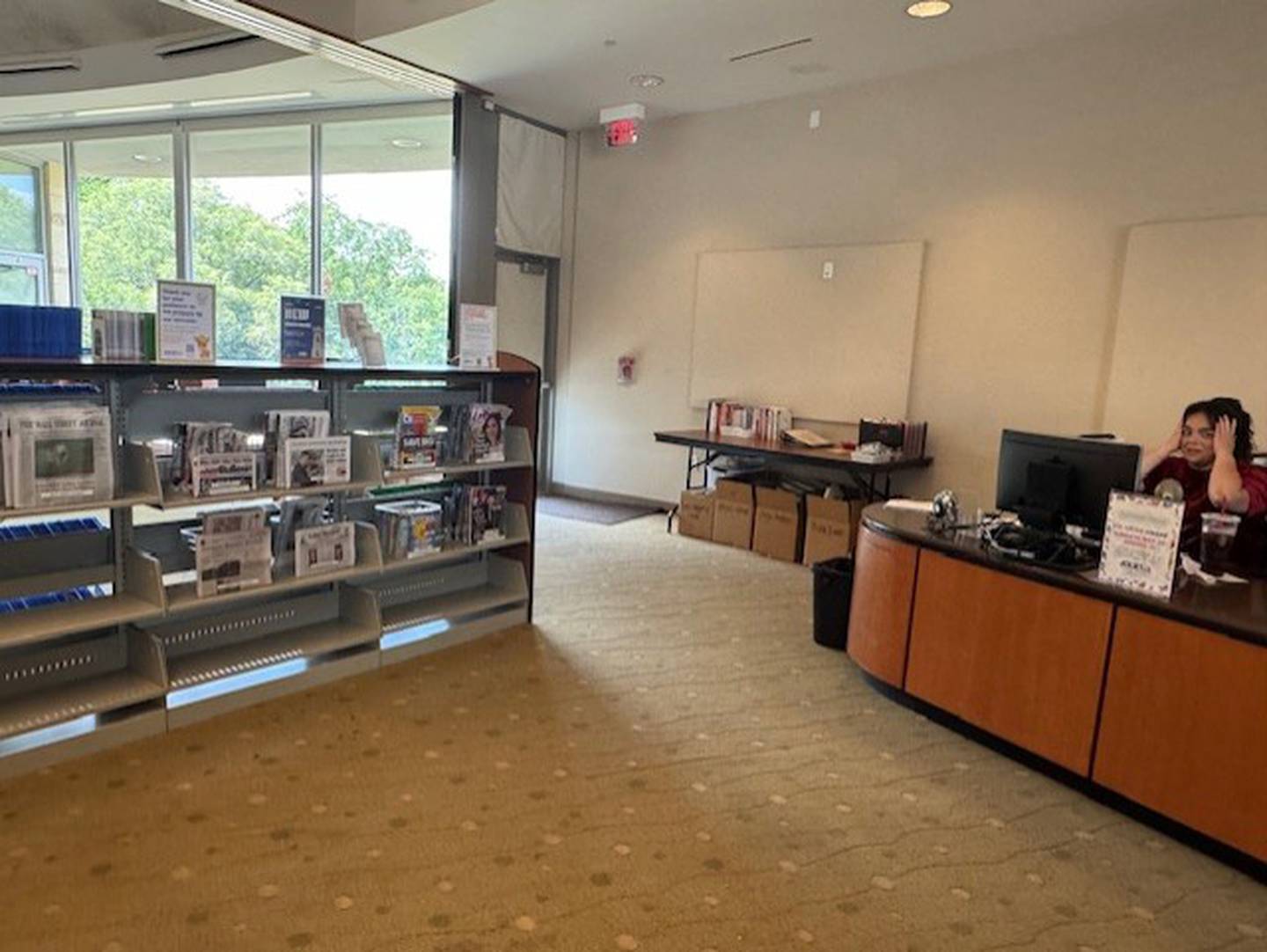 Black Road branch began June 30, necessitating moving adult services to the large meeting rooms. The $4.8 million project will include fresh paint and carpet, separate youth and adult zones, newly designed children’s play area, more study and collaboration rooms, improved circulation desk and upgraded vending options.