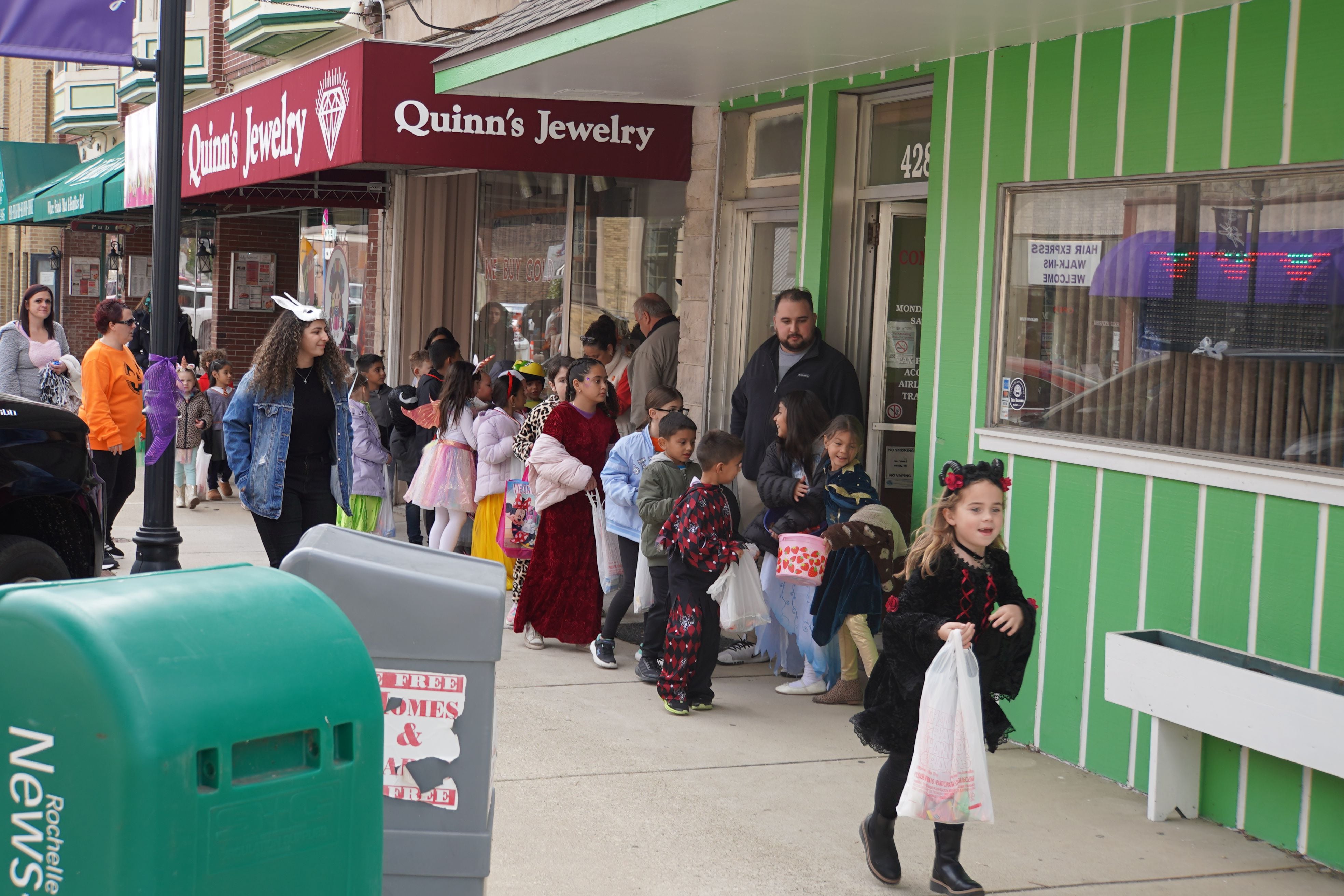 On Halloween on Friday, Oct. 31, 2025, the annual Downtown Trick or Treat event was held in Rochelle. Shown are trick or treaters from Little Hubs Learning Center.