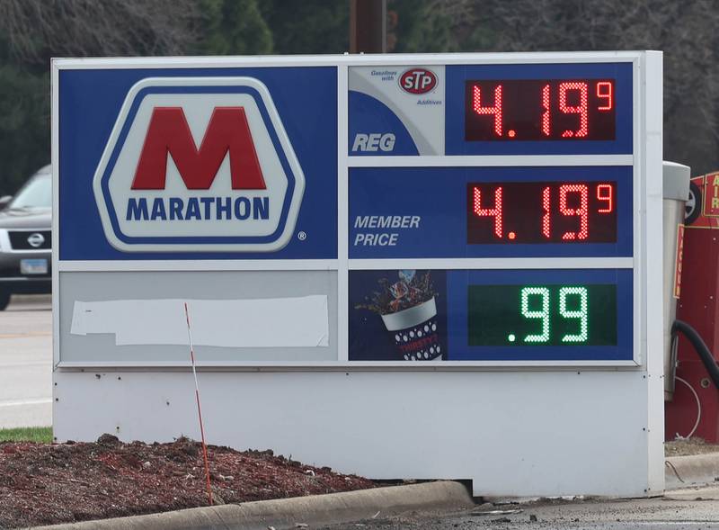 The Marathon on Sycamore Road near Hopkins Park Tuesday, March 31, 2026, in DeKalb.