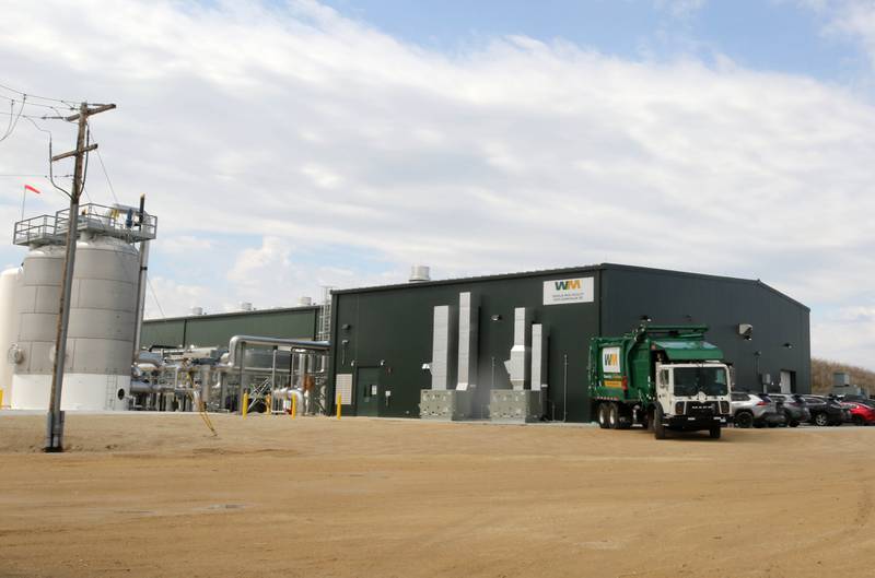The new WM renewable natural gas building Tuesday, April 22, 2025, at the landfill in DeKalb. The facility converts collected landfill gas to lower-emission renewable natural gas which can be used to power homes and natural gas powered vehicles.