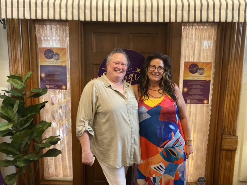 Renee Dee (on the right) and Lisa Edwards (on the left) celebrate their grand-opening of Energie Salt Studio Spirit, located in the Newton House at 11 N Batavia Ave Suite 115, which occurred on June 1-4.