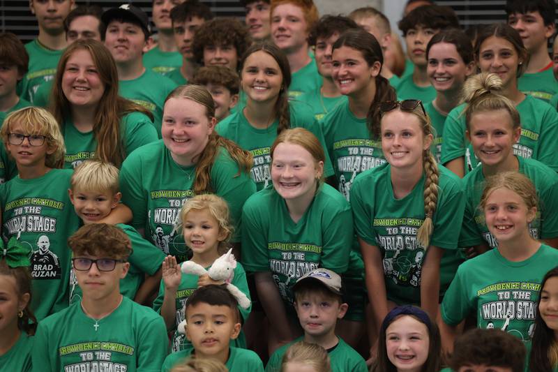 A group poses for a photo at the Providence Catholic Brad Guzan watch party on Tuesday, July 25 in New Lenox. Guzan is a Providence Catholic alumnus who plays goalie for MLS’ Atlanta United FC.