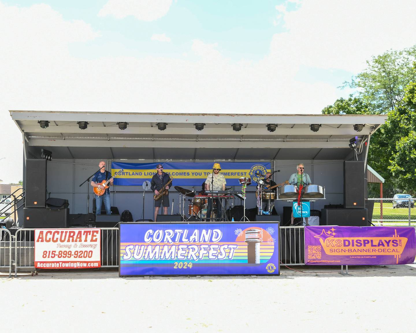 Mr. Myers Band performs for a crowd during Cortland Summerfest held at Cortland Community Park on Saturday, Aug. 10, 2024.