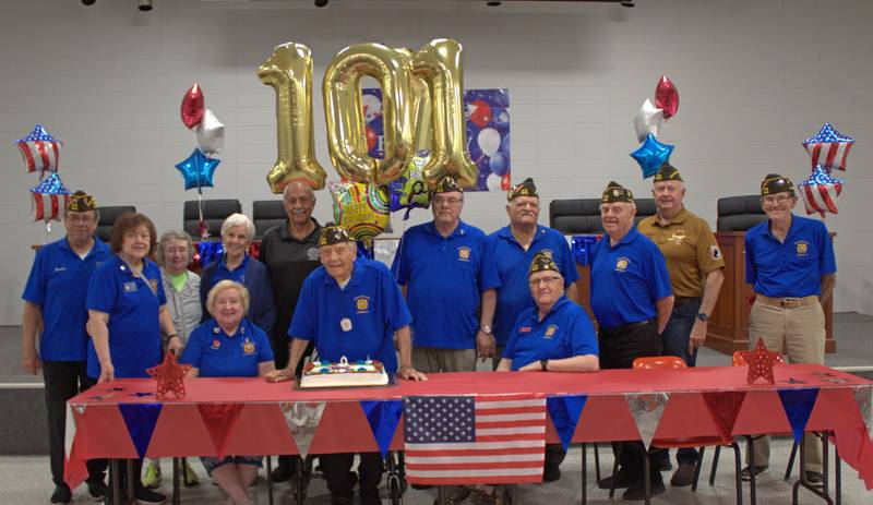York Township Supervisor John W. Valle and the VFW Lilac Post 5815 surprised Art Hrabec with a party for his 101st birthday on Monday, July 1, 2024, at the York Township Hall’s Senior Nutrition Center.