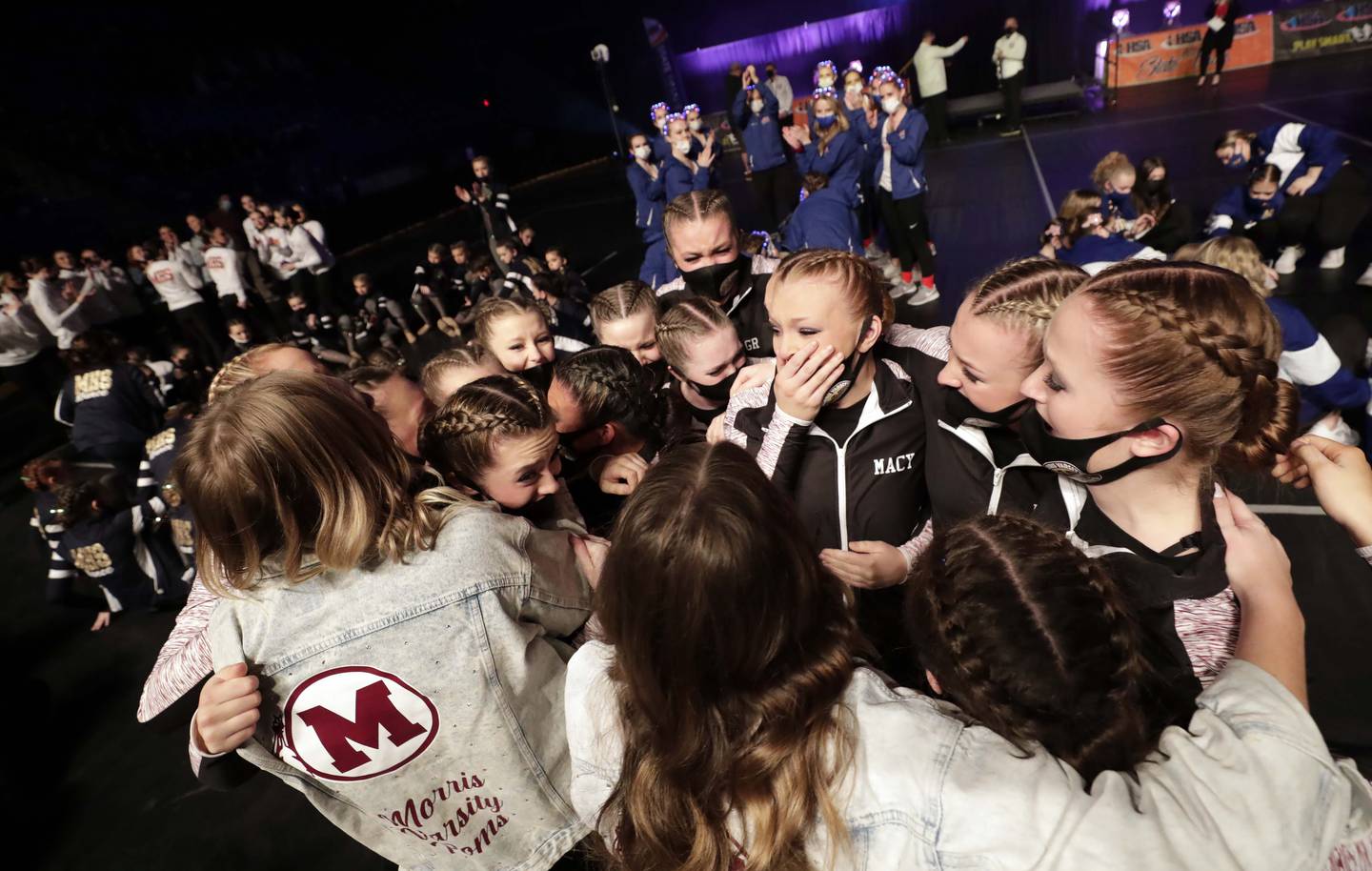 Morris takes first place in the 1A division during the IHSA state Competitive Dance competition finals at Grossinger Motors Arena Saturday January 29, 2022 in Bloomington .