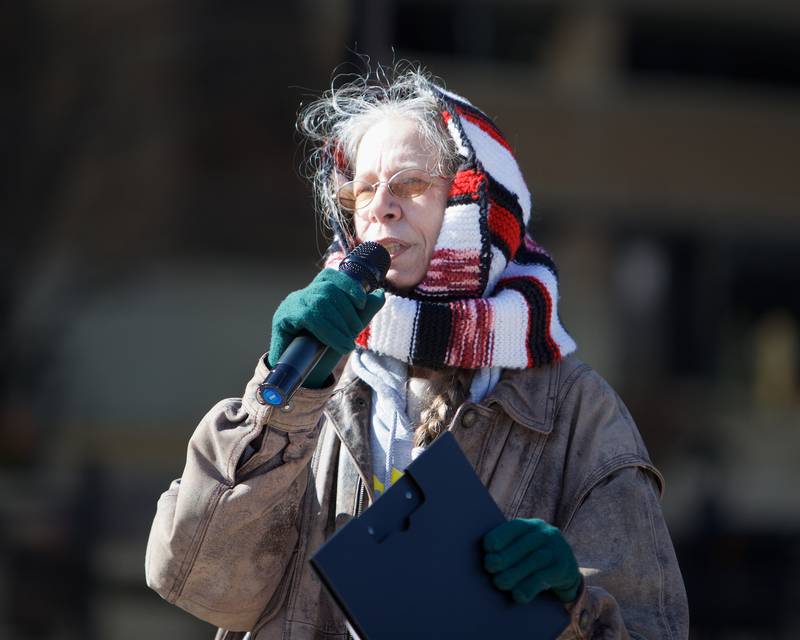 Illinois House of Representative District 46 Diane Blair - Shrerlock spoke at the Medicare Rally on Sunday, Feb.9,2025 at the DuPage County Courthouse in Wheaton.