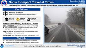 Afternoon, evening snowfall expected to impact travel north of I-80